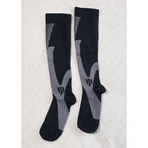 HYRIXDIRECT Compression Socks For Men And Women Black Gray Size L/XL